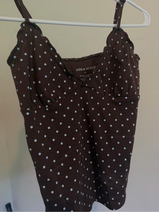 Pink Rose Tops - Brown Polka Dot Cami Top
